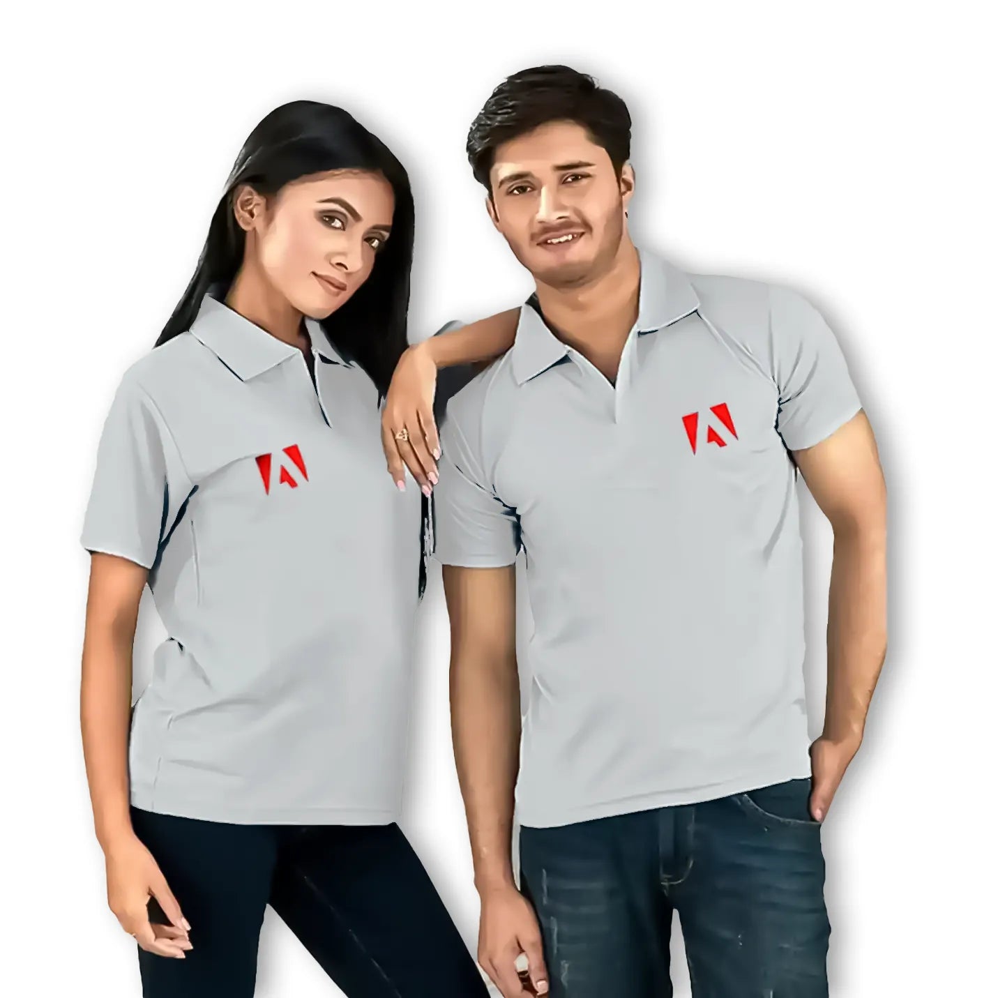 Vintage Pure Cotton Polo Neck Grey T-shirts